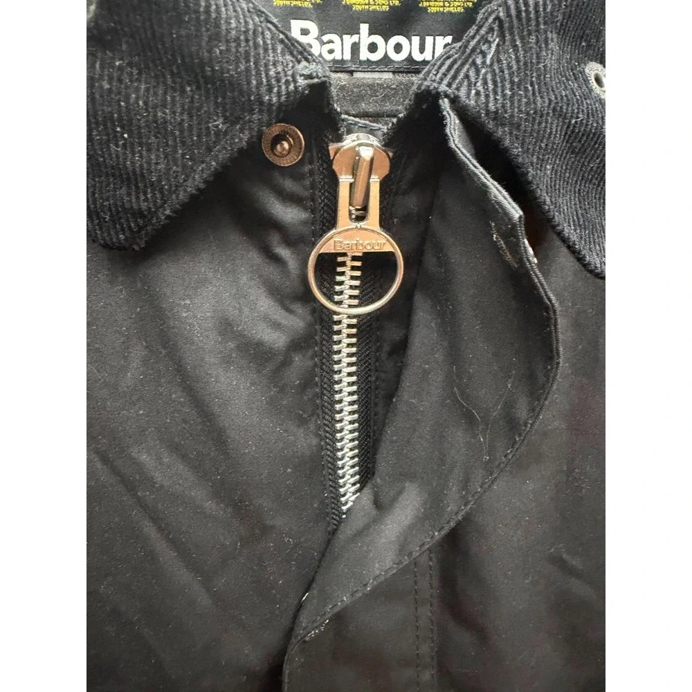 Barbour Bedale Relaxed Fit Quilted Waxed Cotton Jacket Black Mens Size L